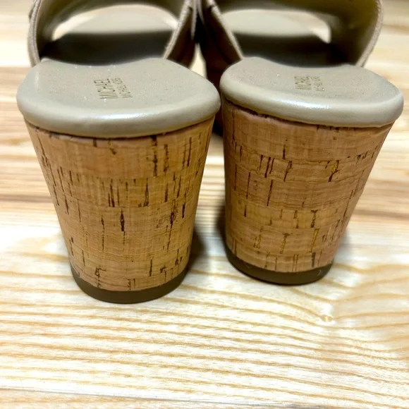 Michael Kors Beige Wedge Slides - Picture 5 of 11